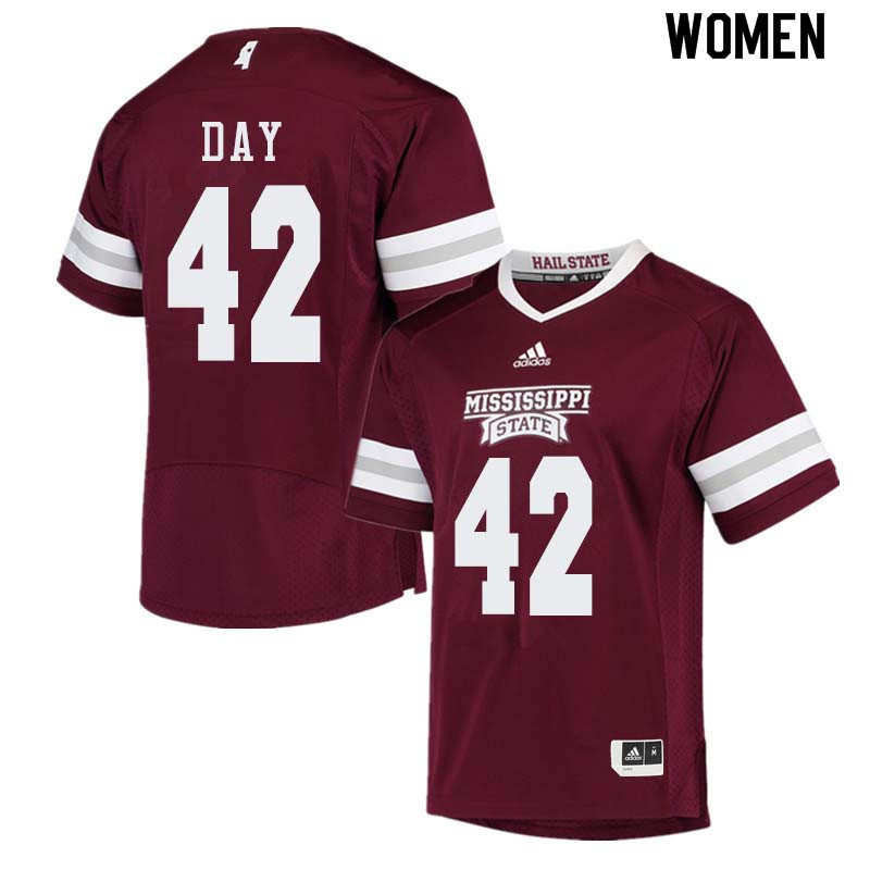 Women #42 Tucker Day Mississippi State Bulldogs College Football Jerseys Sale-Maroon